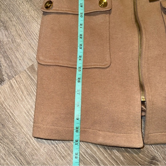 INC International Concepts button zip coat jacket beige gold slim military S - Picture 10 of 11